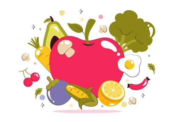 Healthy Eating Illustration for World Food Day on October 16 in a Flat Cartoon Style