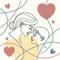 Mother and child with hearts illustration vector