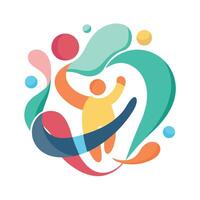 Joyful Abstract Figure with Colorful Elements vector