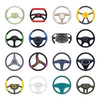 Steering wheel icons set. Cartoon set of steering wheel icons for web design vector