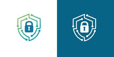 Modern Cybersecurity Shield Logo with Lock Symbol. Digital Protection Emblem for Tech Company, Network Safety, and Secure Access Systems vector