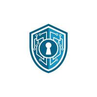 Cyber Security Logo Icon Design with Shield and Lock Key. Template for Online Protection, Website Safety, and Secure Digital Access vector