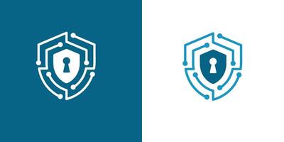 Cybersecurity Logo Design with Shield and Lock Icon. Modern Technology Symbol for Data Protection, Website Safety, and Digital Defense Identity vector