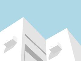 Minimal White Building with Light Blue Sky with Space for Text. vector