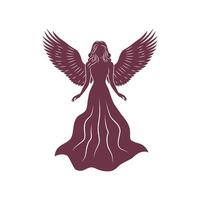 Goddess Standing Tall with Wide Wings Arched Up vector