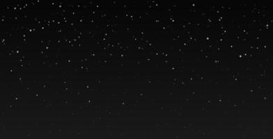 Snowfall black night background. Simple circle shape snowflakes dark banner. Winter Minimalist fall of snow design for poster cover card. Copy space. Flat style. vector