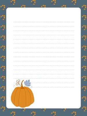 Recording or notebook page template with autumn cute pumpkin