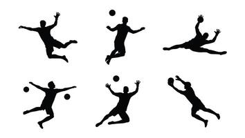 Dynamic Silhouettes of Volleyball Players in Action Intense Beach Volleyball Game Moments - Professional digital artwork with vibrant colors and detailed composition vector