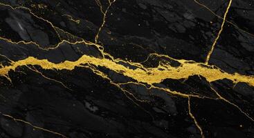 Black marble texture with gold veins and glitter High resolution image photo