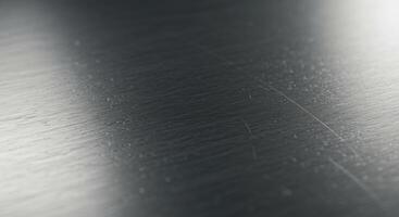 Close up view of a dark gray brushed metal surface showing texture and subtle scratches photo