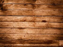 Weathered wooden planks with visible grain knots and nail heads create a rustic texture photo