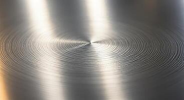 Circular Metal Texture with Concentric Rings and Reflective Surface Background photo