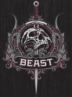 Mythical Skull Beast Art for T-Shirt Design, Gothic Fantasy Illustrati Dark Creature Graphicon, vector