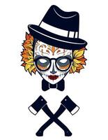 Playful Candy Ghost with Axe Retro T-Shirt Graphic Art vector