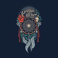 Bohemian Dreamcatcher T-Shirt Graphic - Hand-Drawn Vec. Art for Print and Appare vector