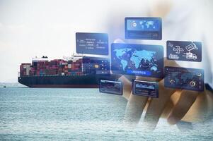 The concept of the most efficient transportation management system, international transportation technology, industry 5.0 photo