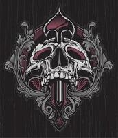 Gothic Skull Graphic Tee Art, Edgy T-Shirt Design, Dark Illustration for Print vector