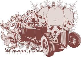 Retro Skull Graphic Tee Art Vintage Style Editable Illustration vector