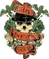 Retro Skull with Hat Art Graphic Tee Illustration vector