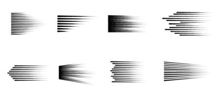 Speed line set fast motion manga comic effect. Simple anime texture background, icon. Horizontal sketch, superhero powers. vector