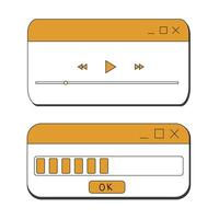 Retro window browser frame y2k interface doodle old border, chat or dialog box, player search box. Desktop gui screen vintage aesthetic. vector