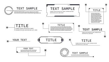 Text box frame, title callout tech hud border menu, modern line interface board. Set game elements, web design template for text, banner. vector