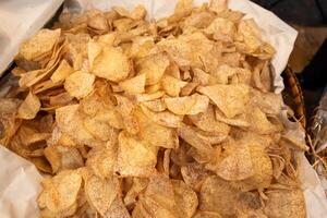 Crispy fried taro slices delicious and tempting to eat. photo