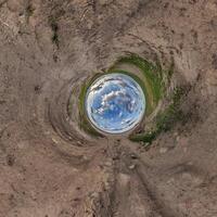 A 360 view of the sky from inside a hole photo