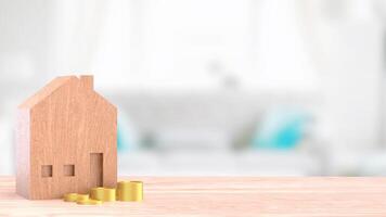 House and coins for property or real estate concept 3d Rendering. photo