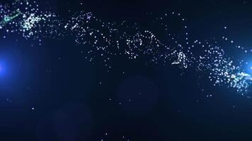 Flowing white and blue particles on dark background, creating a cosmic, futuristic and elegant mood, ideal for technology, science, abstract and digital background projects video