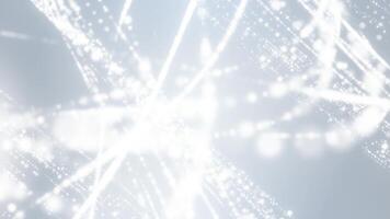 White glowing particles swirling on a soft light gray background, creating an elegant abstract motion perfect for winter, snowfall, technology, and clean modern design projects video