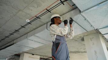 Professional hvac technician installing ventilation system video