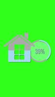 Animated infographic showing a house with increasing percentage values on a green background video