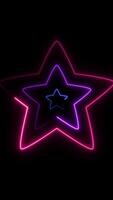 Neon stars expand and contract, shifting colors in a rhythmic, glowing sequence against a dark background video