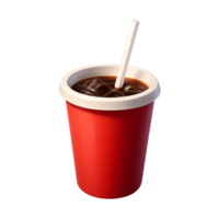 A red cup with a straw and a drink inside png