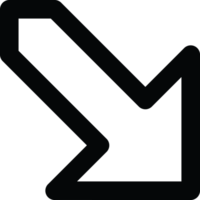 Bold Black Arrow Icon Pointing in an Angular Downward Direction png