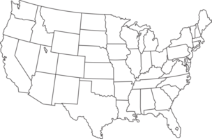 Outline Map of the Contiguous United States for Educational and Geographical Use png