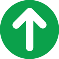 Green Circle Sign Featuring an Upward Pointing Arrow for Navigation and Directions. png