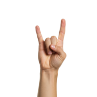 A human hand making rock and roll devil horns gesture expressing energy and excitement png
