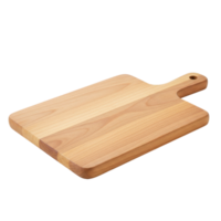 Smooth wooden cutting board with a convenient handle and natural light wood grain png