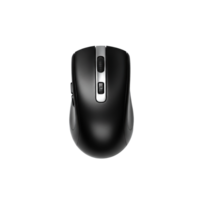 Sleek black wireless computer mouse with elegant silver accents and a functional scroll wheel png