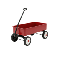 Classic red metal wagon, a timeless children's toy with functional handle and wheels png