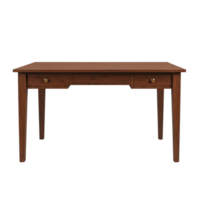 elegante oscuro de madera escritorio con Tres dorado mando cajones, un clásico hogar oficina mueble pedazo png