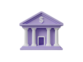 3D Bank Building with Dollar Sign Icon Isolated on Transparent Background png