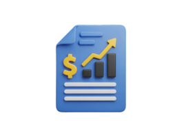 3D Financial Report Document with Dollar Sign and Growth Chart Isolated on Transparent Background png