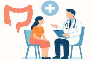 proctology illustration, doctor with patient vector