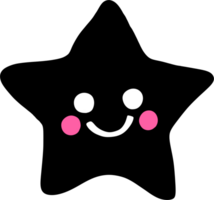 The large, black pointed star. The edges of the star look rounded and do not have sharp corners like ordinary stars, giving a soft feeling. png