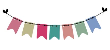 Decorated flags, images of celebrations and festivals, curved lines make the overall composition dynamic and gentle. png