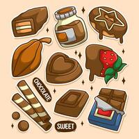 Collection of chocolate-themed stickers vector