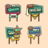 retro sign board set illustration vector